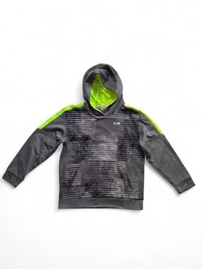 C9 by Champion Boys Tech Fleece Hoodie Grey Neon Green L 12-14